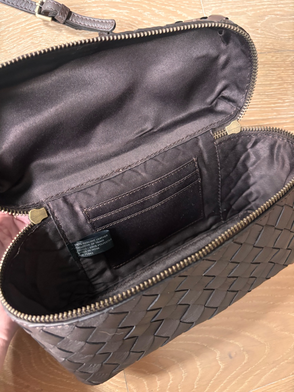 NWT Genuine Leather Woven Bag Bottega Inspired - Picture 5 of 5